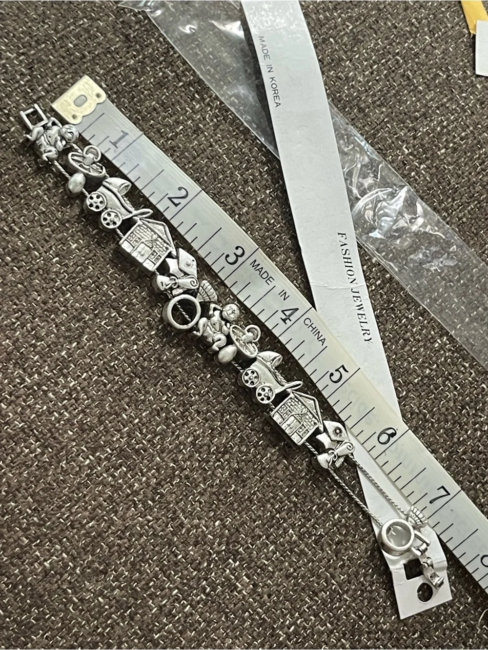 Vintage Milestones Carriage to Marriage Silver Pewter Tone Bracelet Graduation